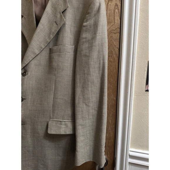 Aldo Conti Mens Italia Wool Herringbone Blazer Jacket Cream Brown 42R Formal - Picture 11 of 15